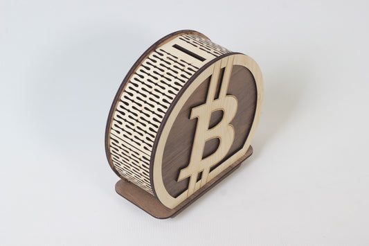 Bitcoin-Cube / Spardose mit Zielsumme